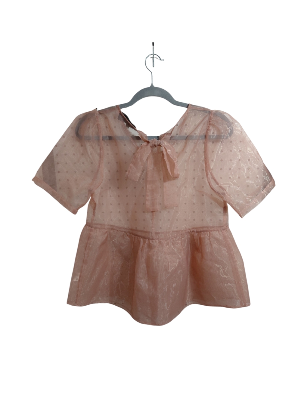 Sunday in Brooklyn Peach Puff Organza Peplum Blouse - Picture 2 of 5